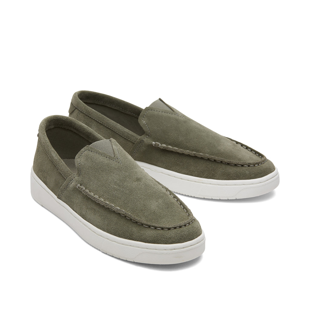 TRVL LITE Loafer - Vetiver Grey Suede Front View
