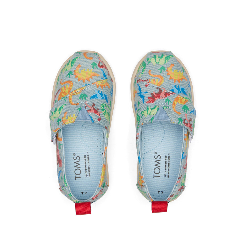 Alpargata Washed Denim Dinomite Dinos Toddler Shoe Top View