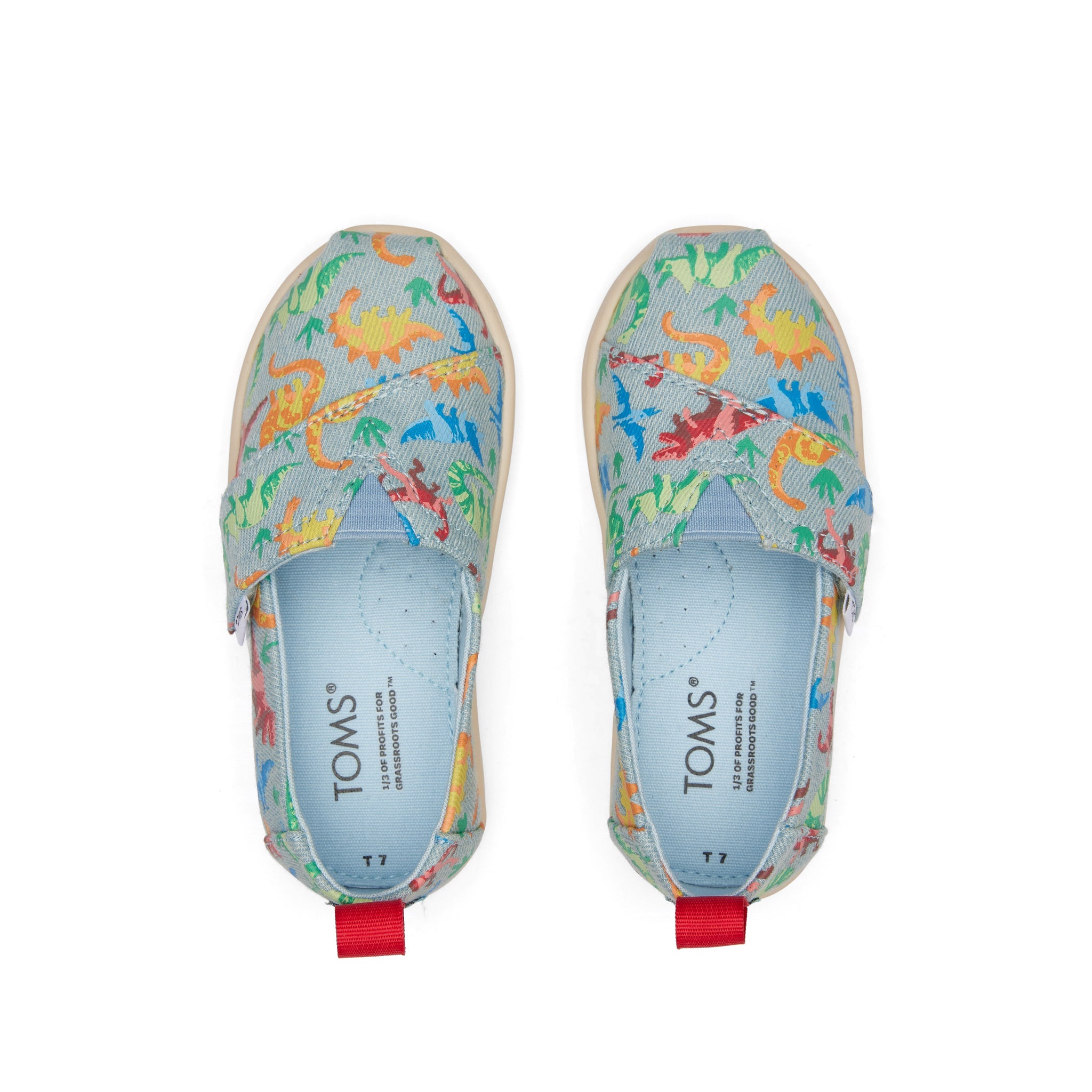 Alpargata Washed Denim Dinomite Dinos Toddler Shoe Top View