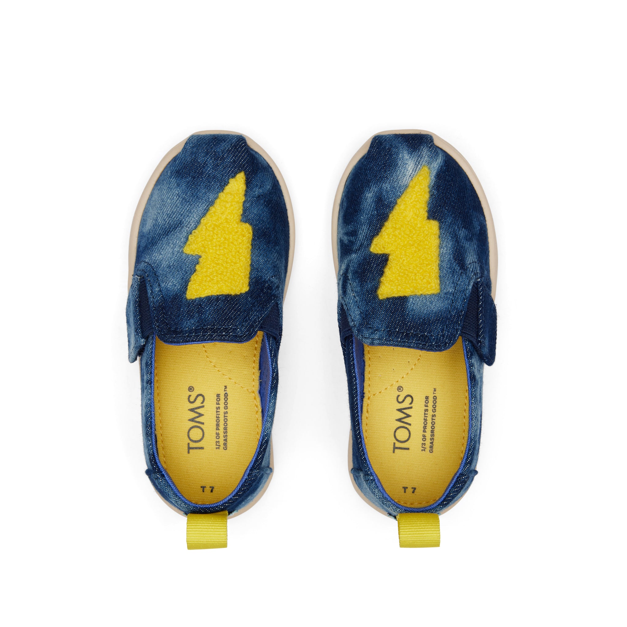 Alpargata Toddler Shoe - Navy Washed Denim Ligthning Bolt Top View