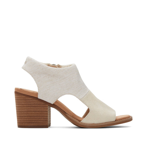 Eliana Beige Suede Heeled Sandal Side View