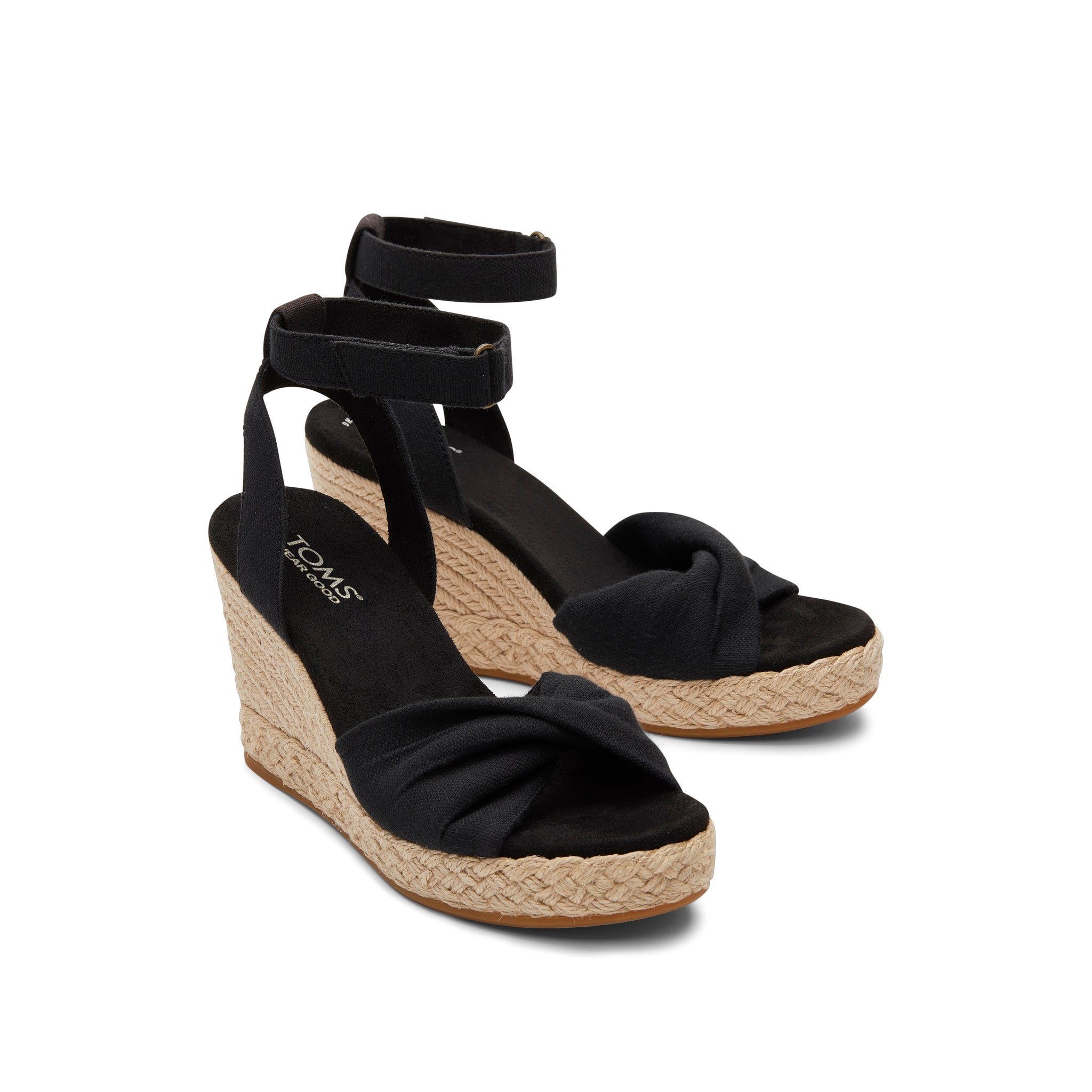 Marisela Black Wedge Sandal Front View