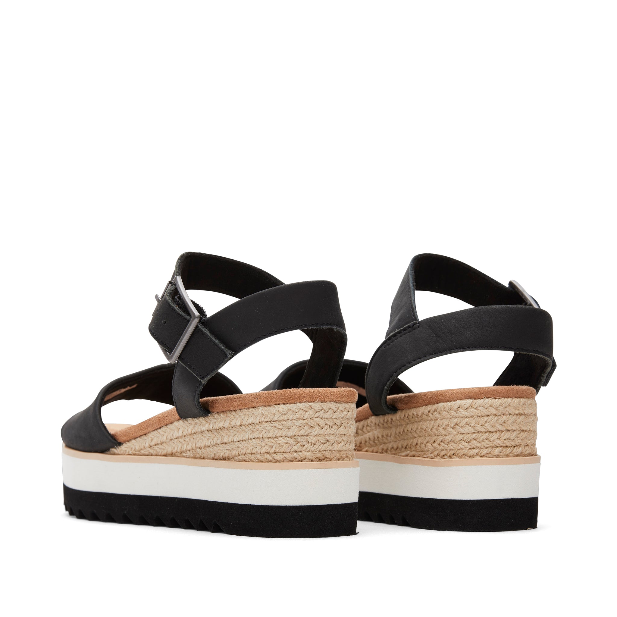 Diana Black Leather Wedge Sandal Back View