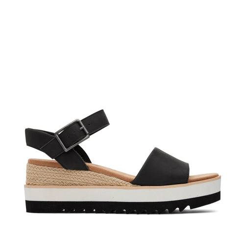 Diana Black Leather Wedge Sandal Side View