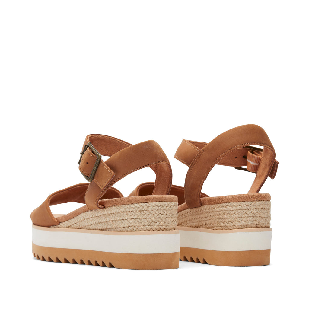 Diana Tan Leather Wedge Sandal Back View