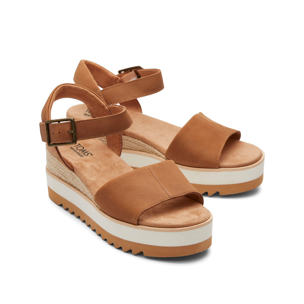 Diana Tan Leather Wedge Sandal Front View