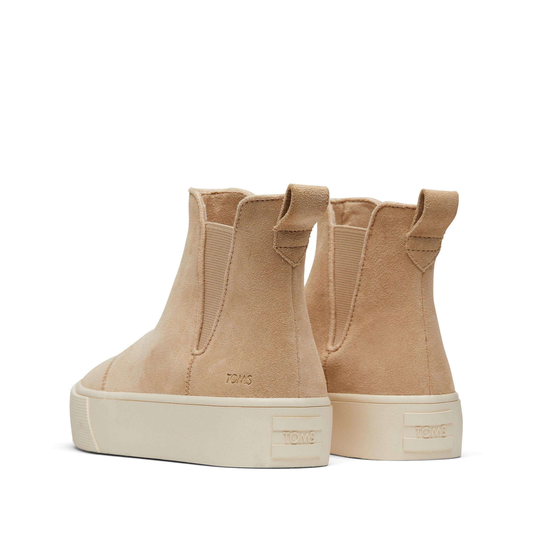 Fenix Platform Chelsea Oatmeal Suede Sneaker Back View