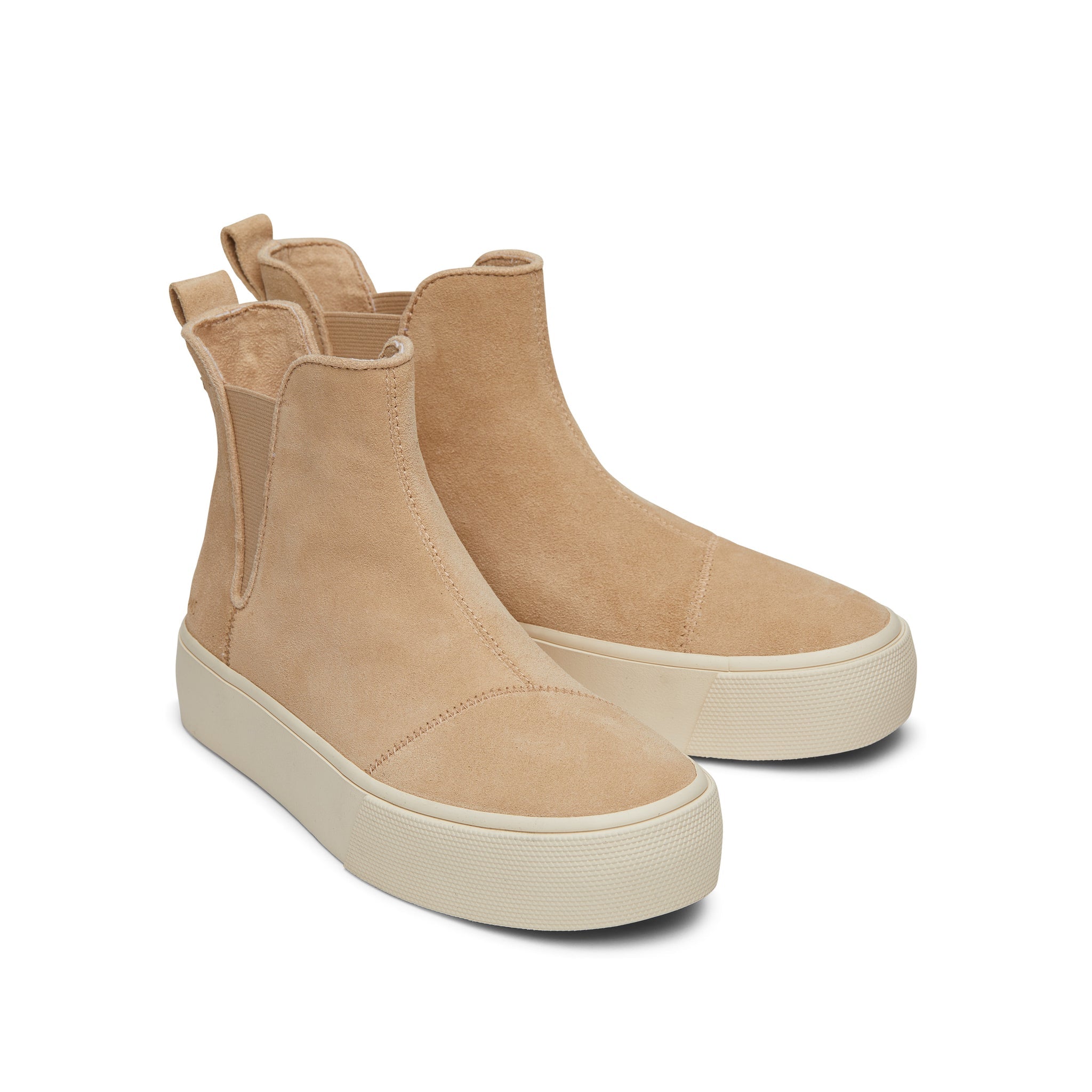 Fenix Platform Chelsea Oatmeal Suede Sneaker Front View