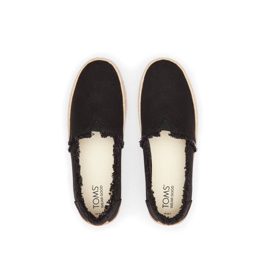 Valencia Black Canvas Platform Espadrille Top View