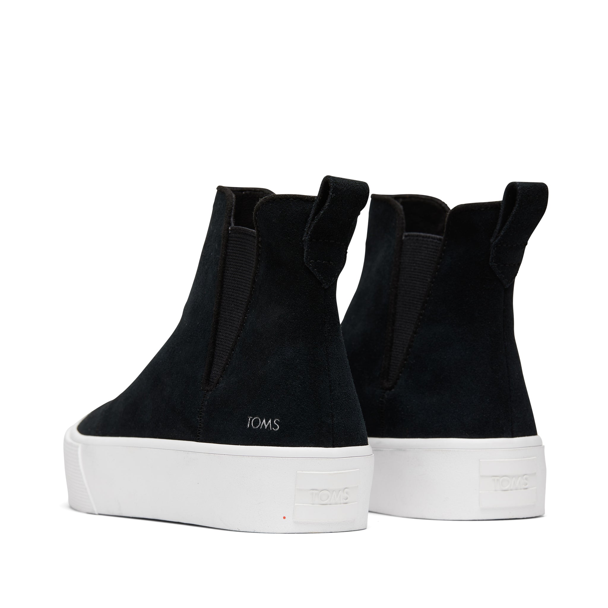 Fenix Platform Chelsea Black Suede Sneaker Back View