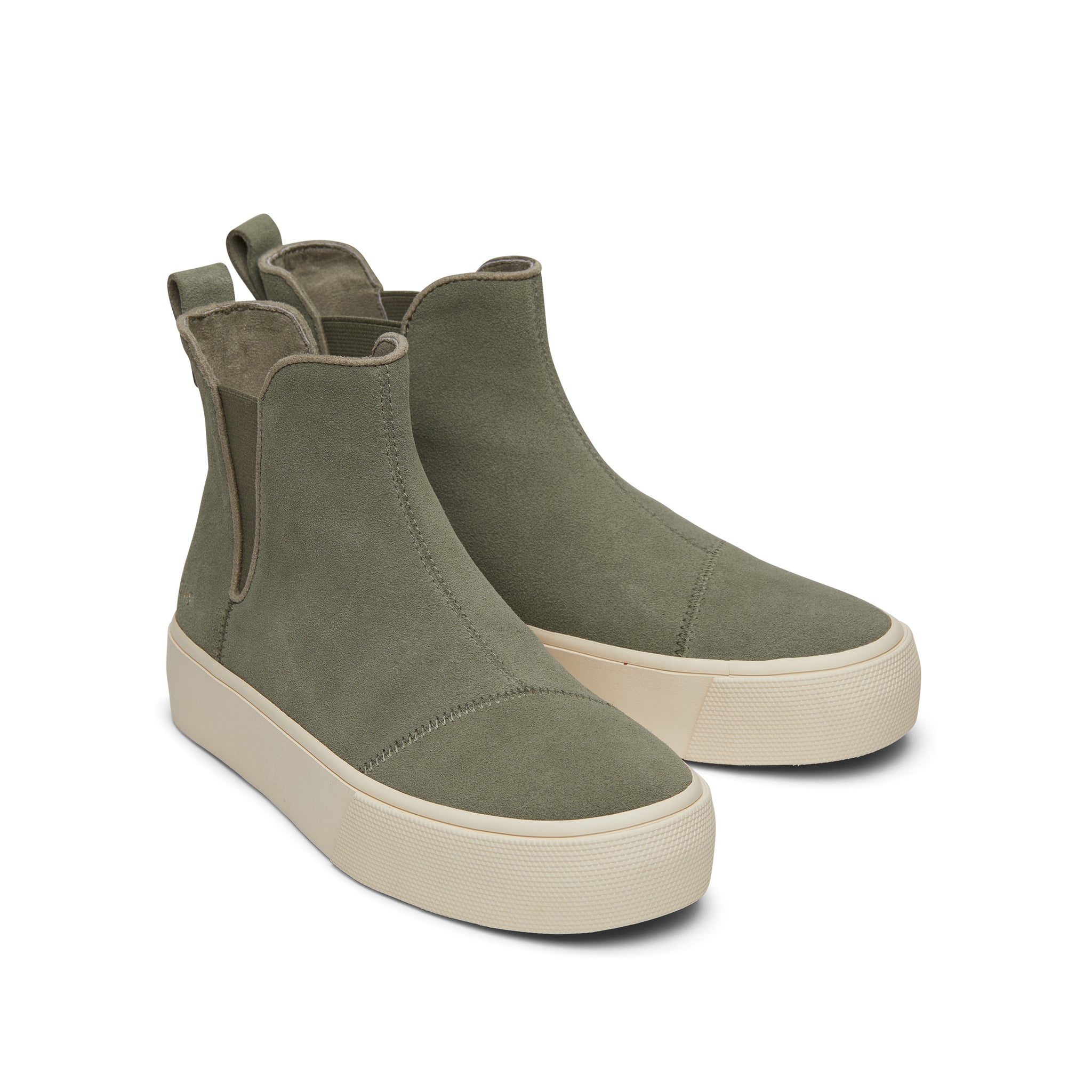 Fenix Platform Chelsea Vetiver Suede Sneaker Front View
