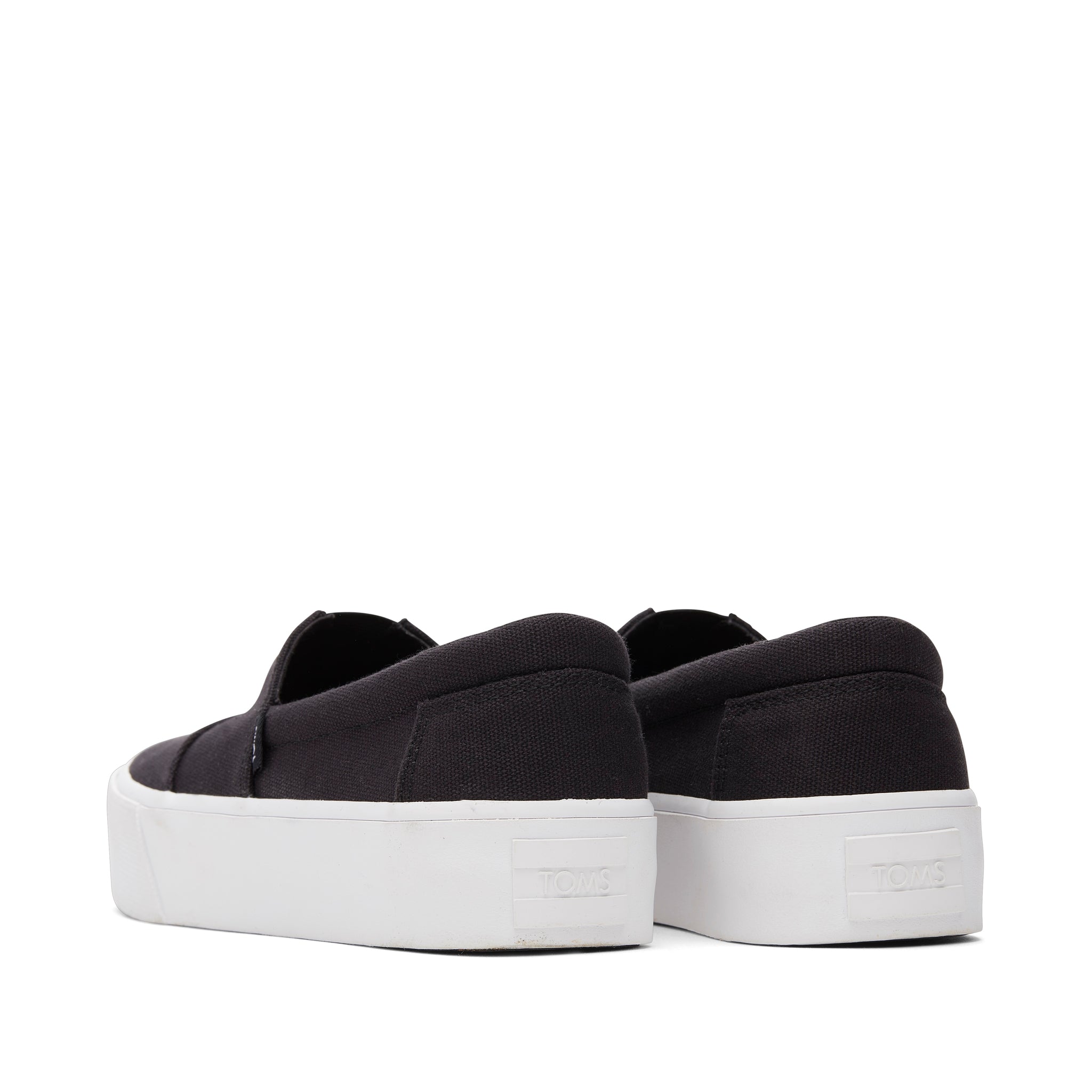 Fenix Platform Black Canvas Slip On Sneaker Back View