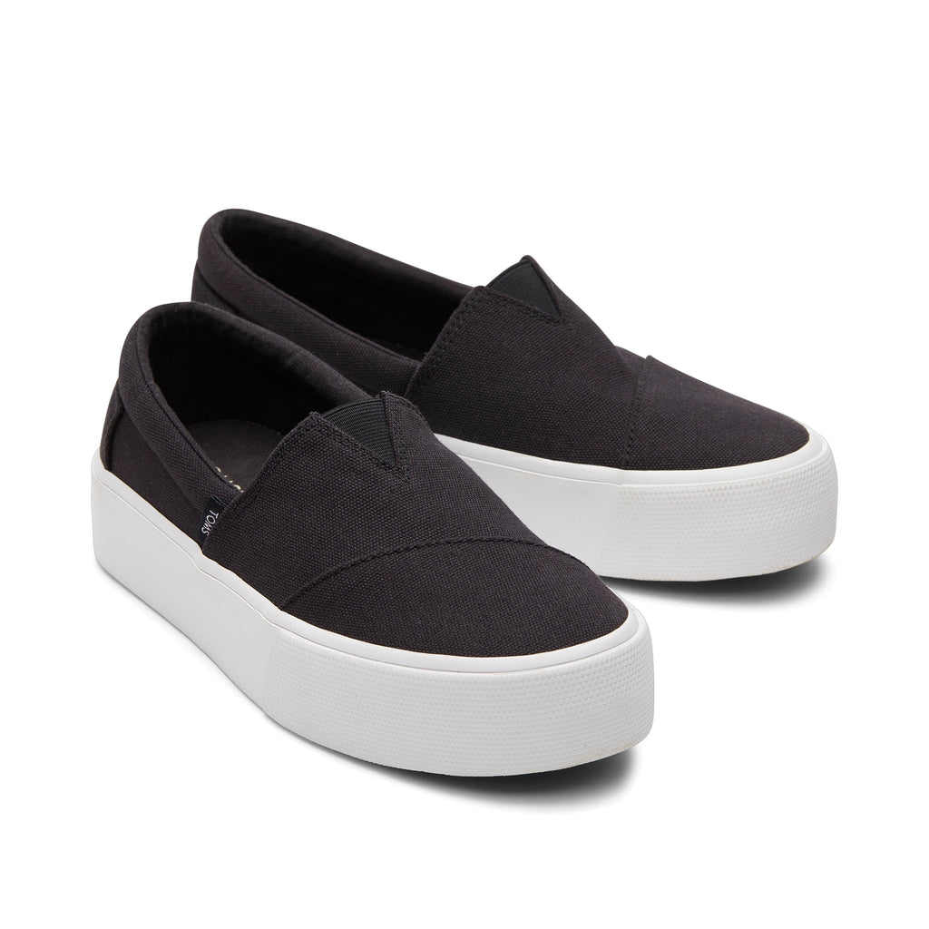 Fenix Platform Black Canvas Slip On Sneaker Front View