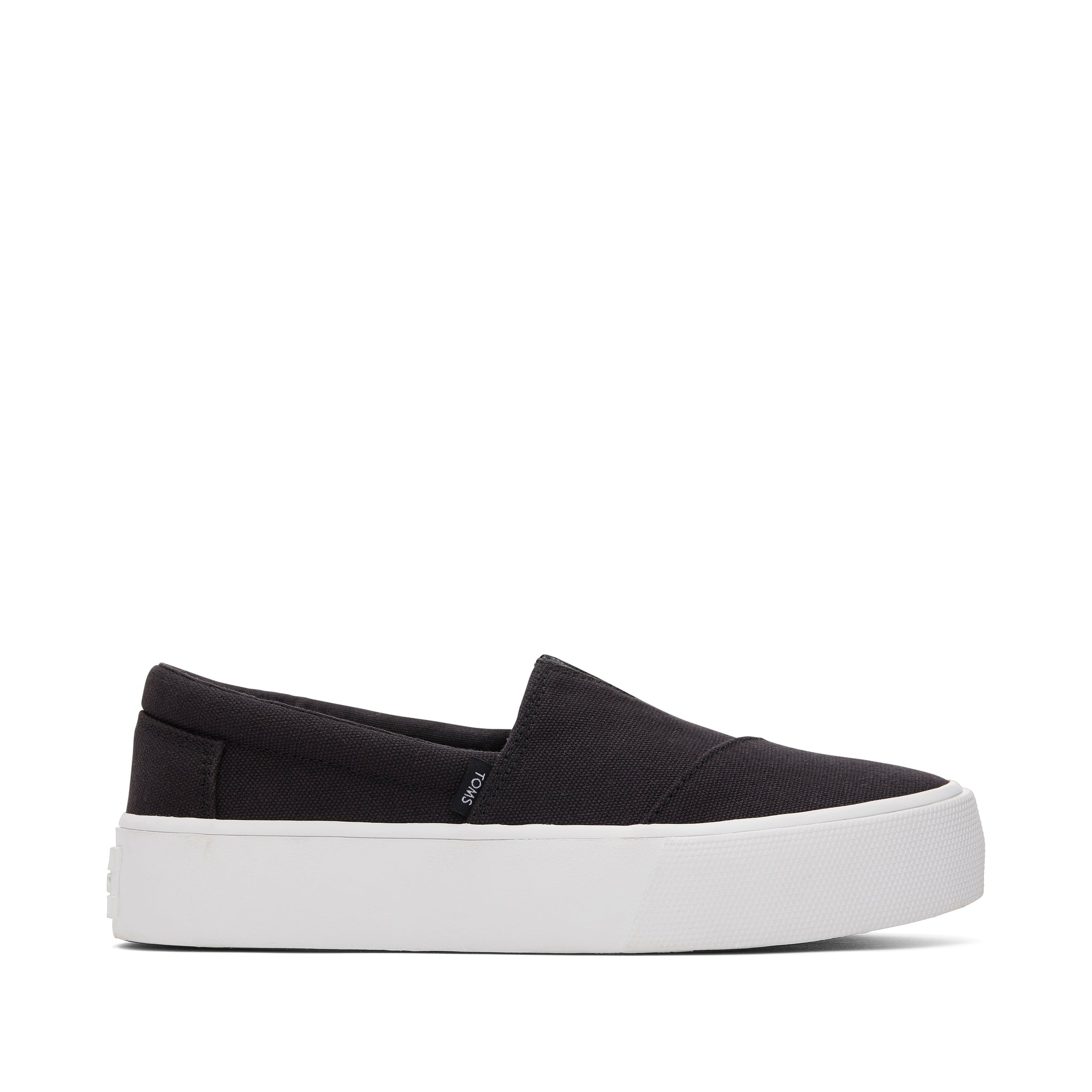 Fenix Platform Black Canvas Slip On Sneaker Side View