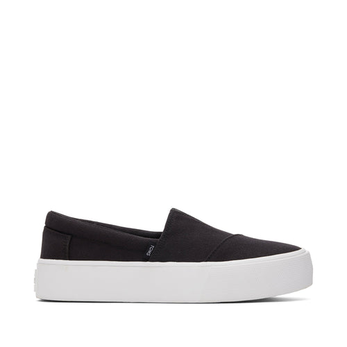 Fenix Platform Black Canvas Slip On Sneaker Side View