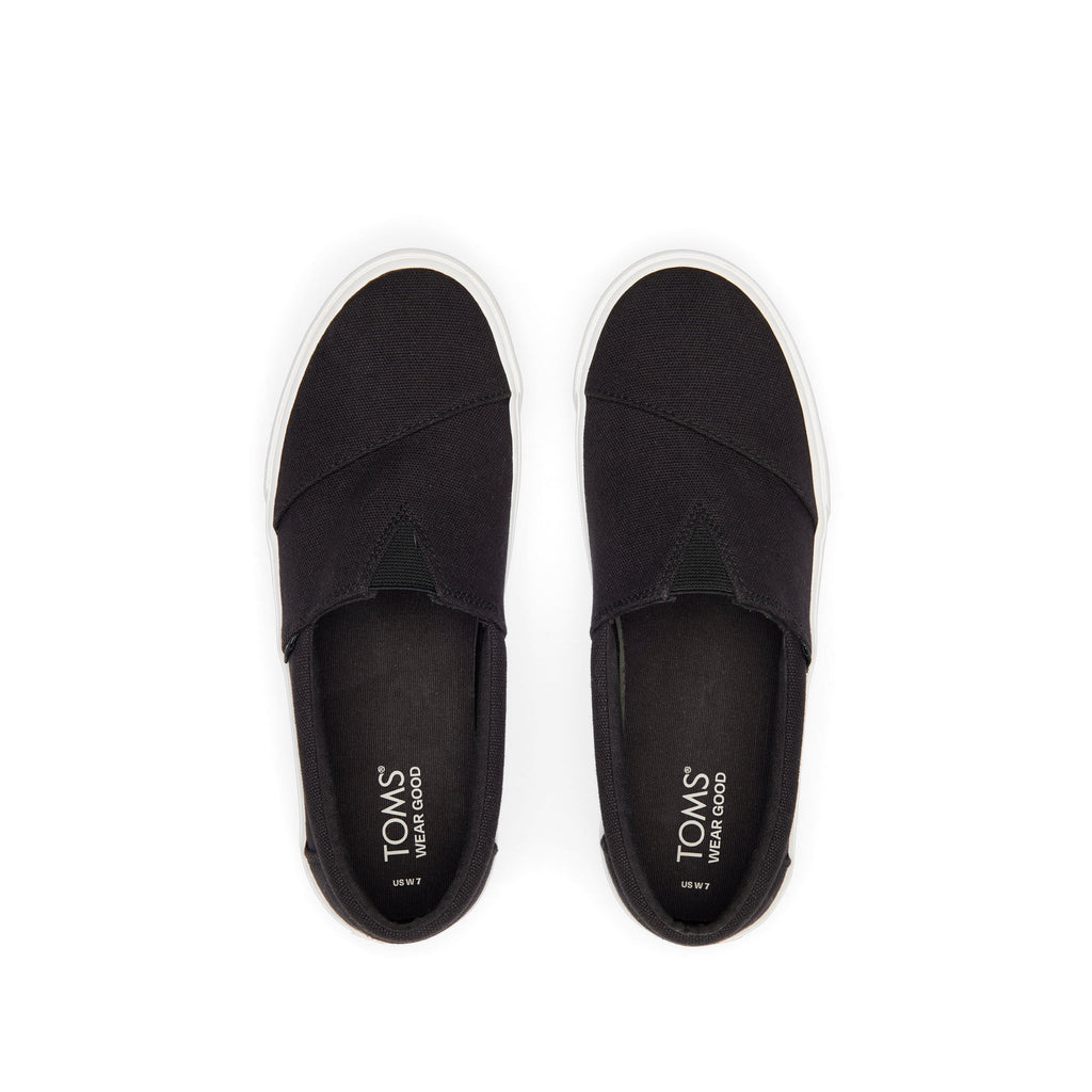 Fenix Platform Black Canvas Slip On Sneaker Top View