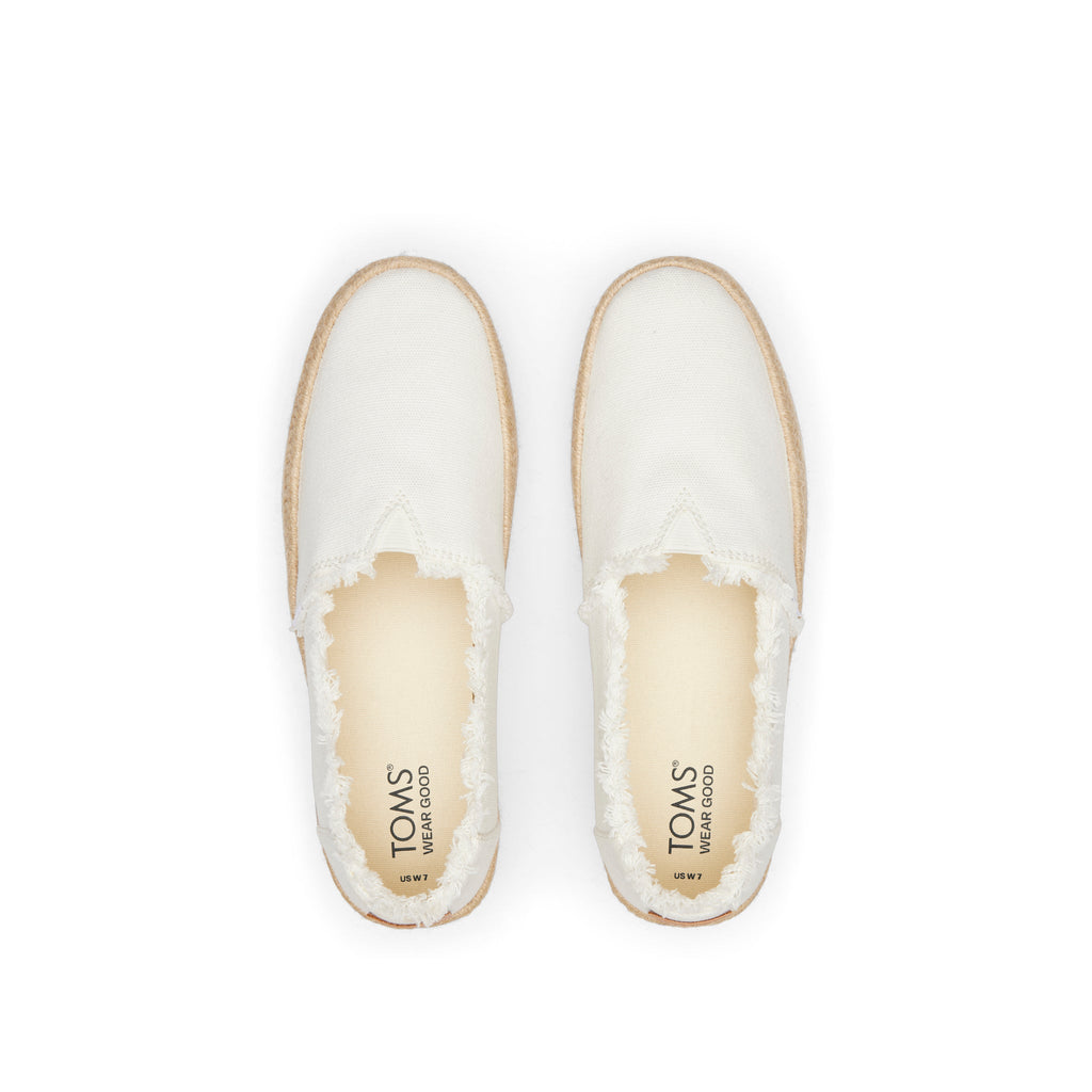 Valencia White Canvas Platform Espadrille Top View