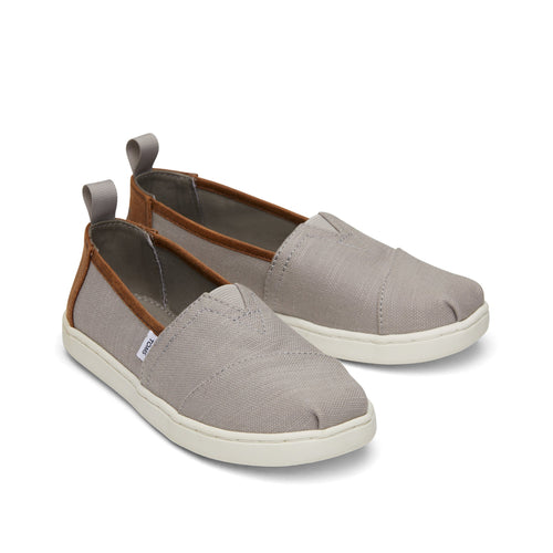 Youth Alpargata Grey Recycled Cotton Kids Shoe Front View
