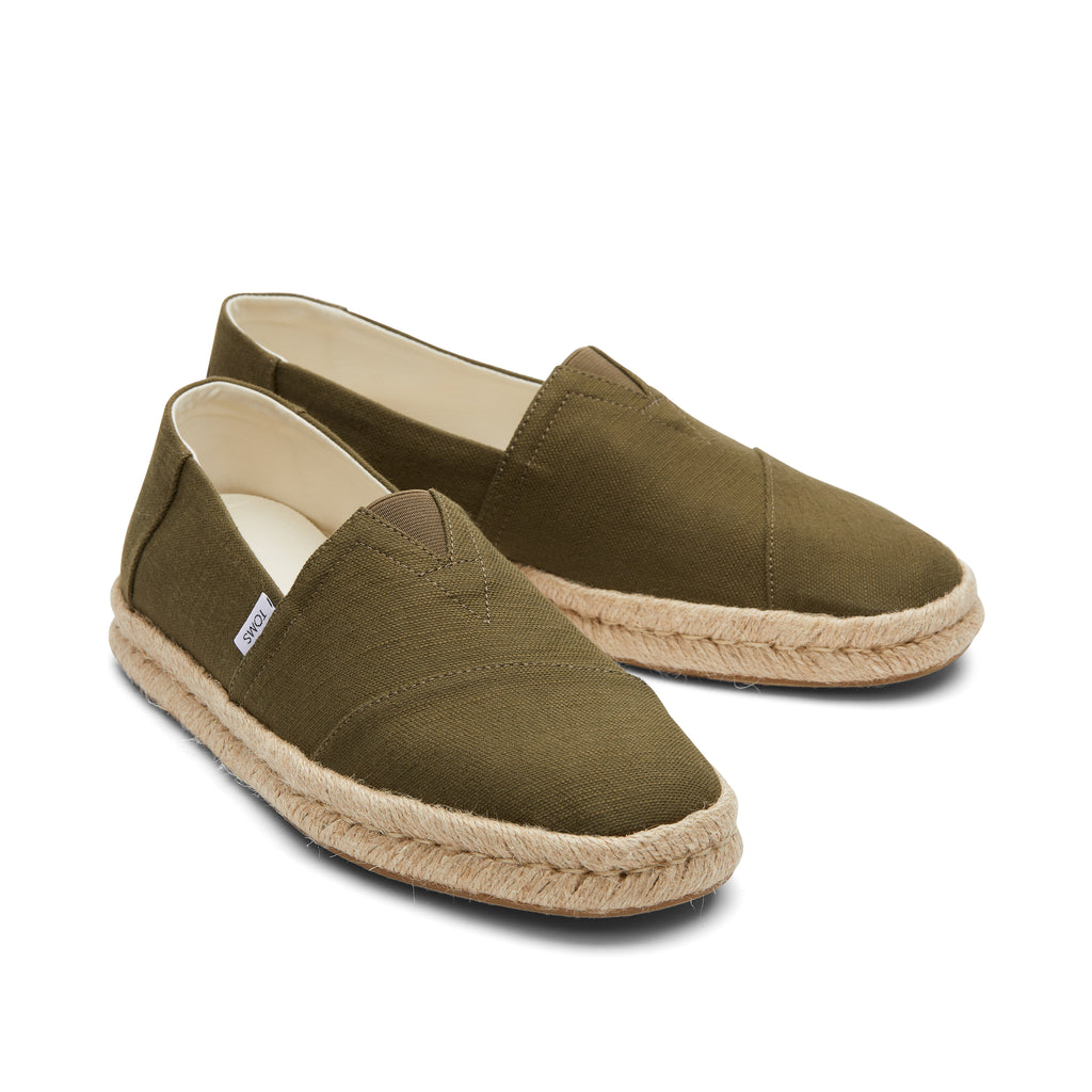 Alpargata Rope 2.0 Espadrille - Olive Recycled Cotton Slubby Woven Front View