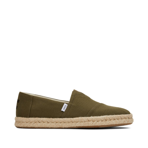 Alpargata Rope 2.0 Espadrille - Olive Recycled Cotton Slubby Woven Side View