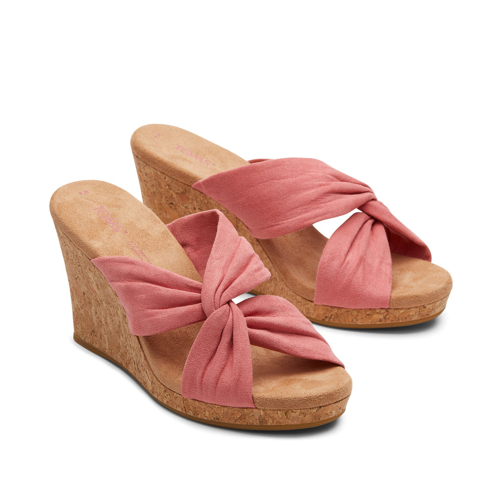 Serena Pink Cork Wedge Sandal Front View