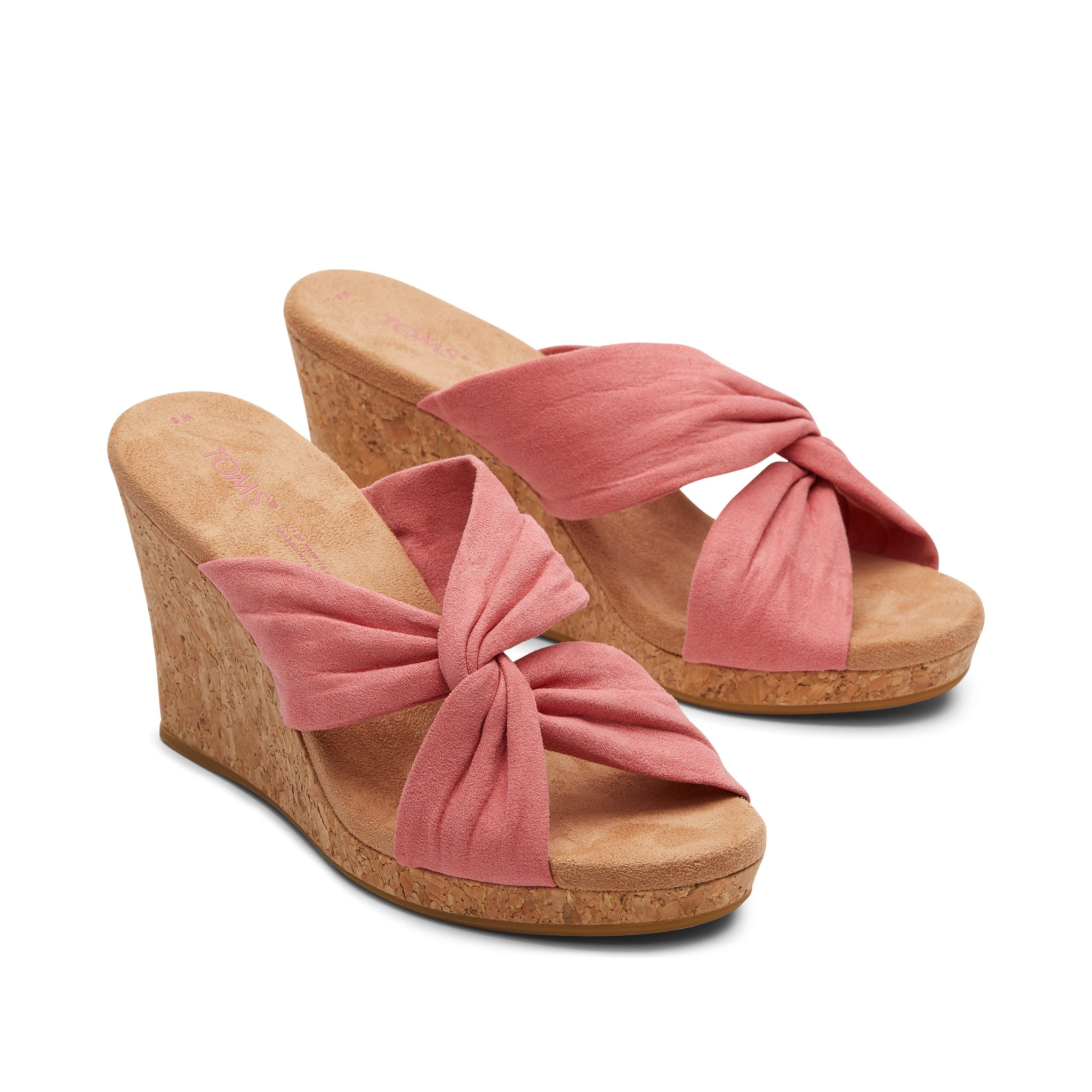Serena Pink Cork Wedge Sandal Front View