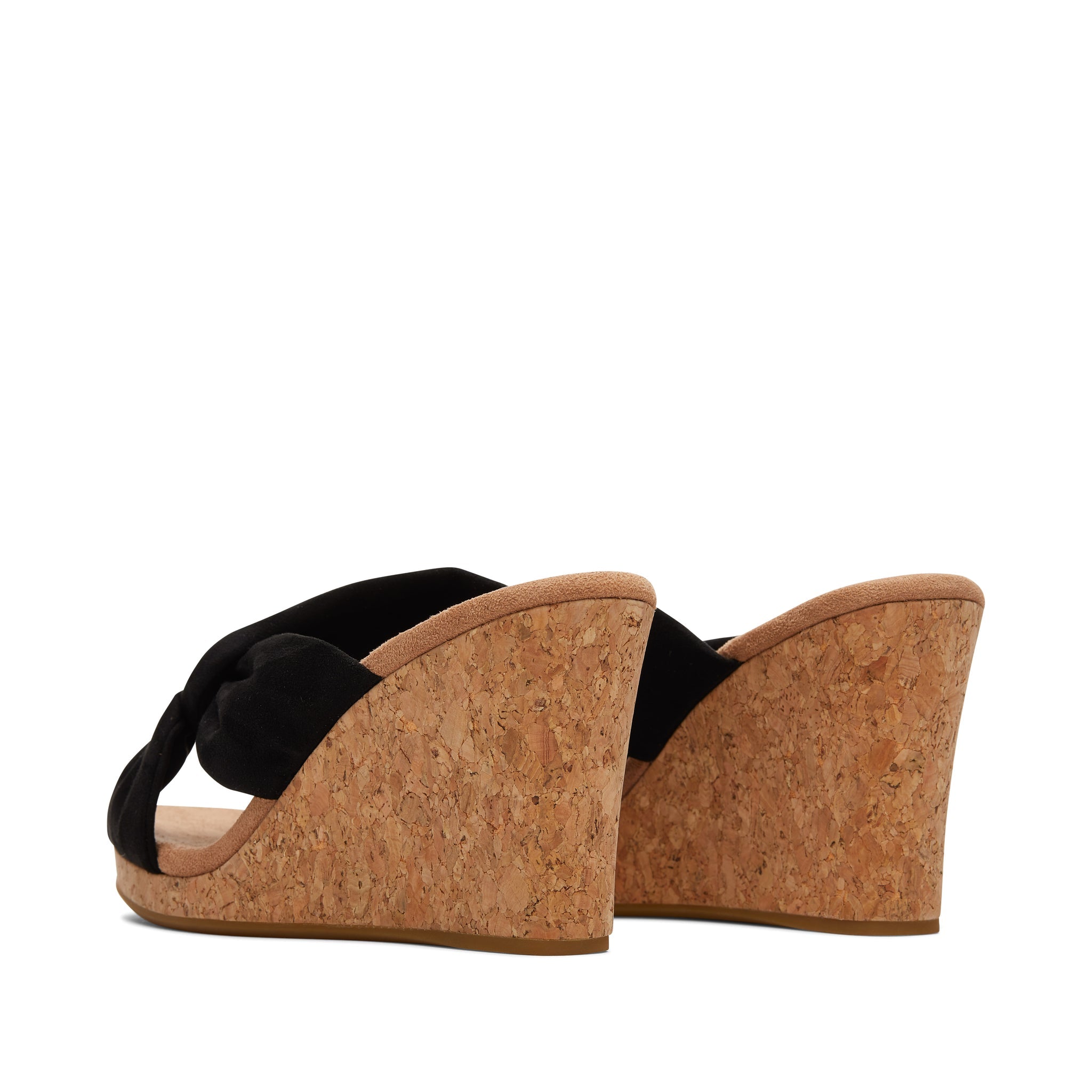 Serena Black Cork Wedge Sandal Back View
