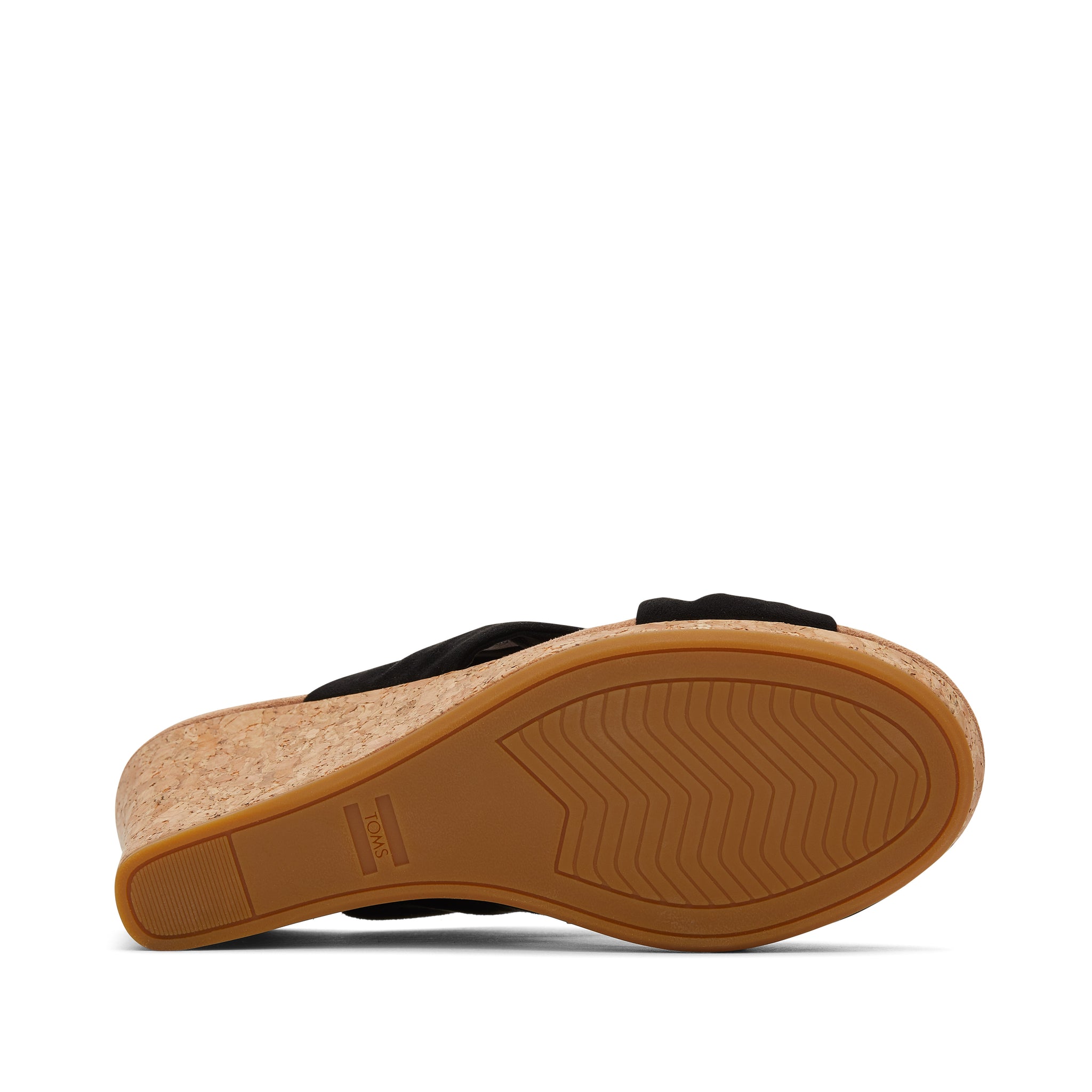 Serena Black Cork Wedge Sandal Bottom Sole View
