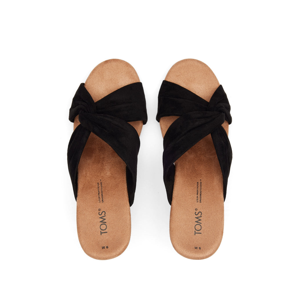 Serena Black Cork Wedge Sandal Top View