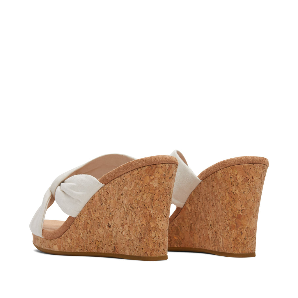 Serena White Cork Wedge Sandal Back View