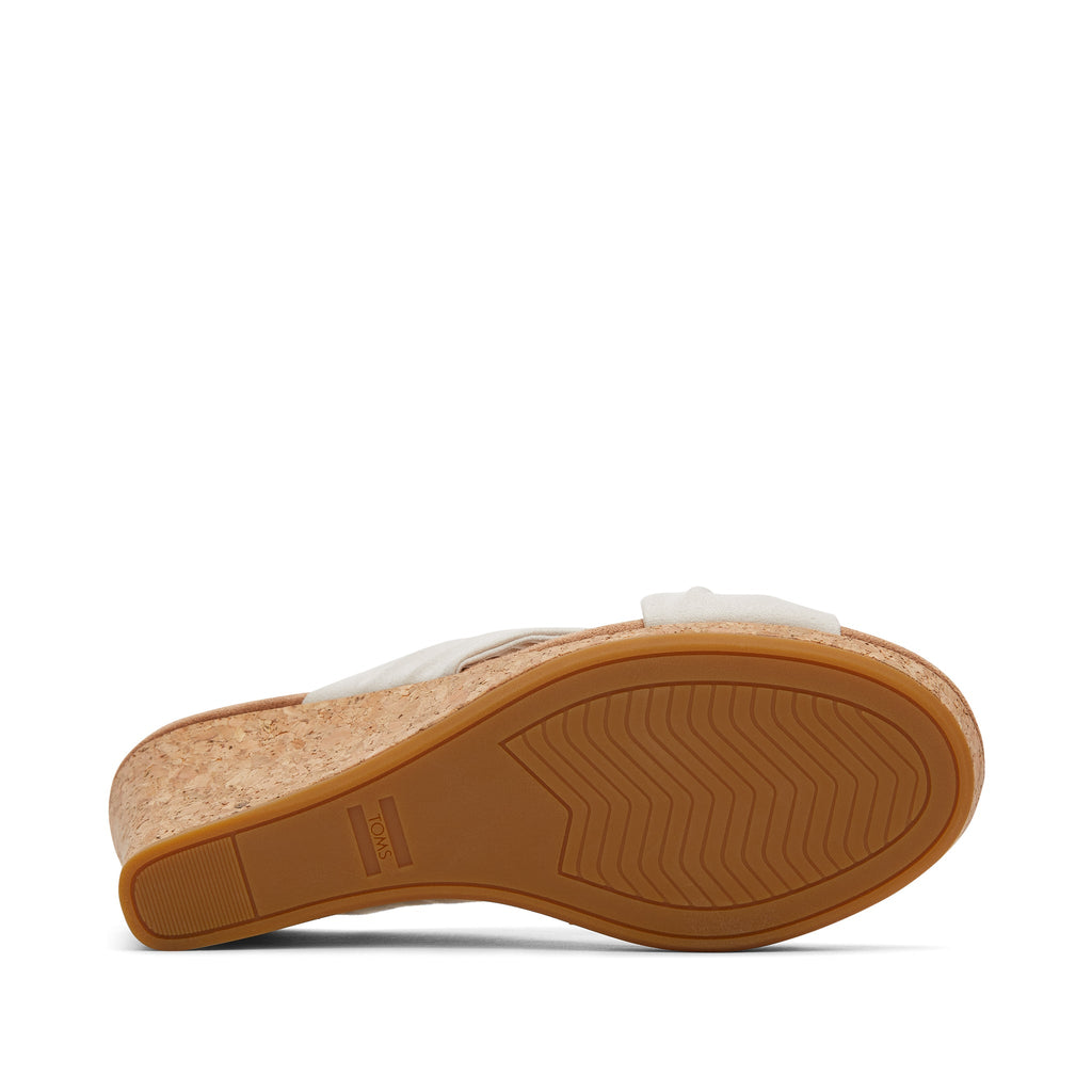 Serena White Cork Wedge Sandal Bottom Sole View