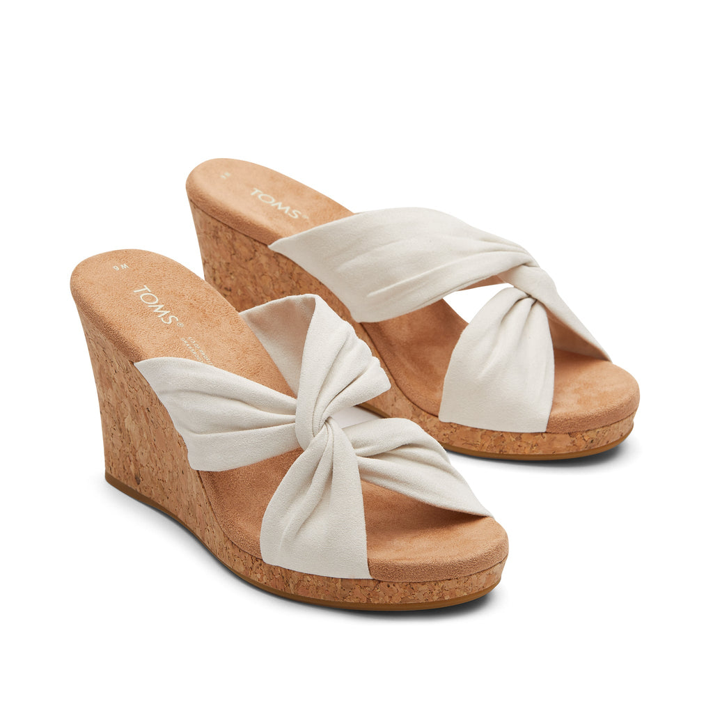 Serena White Cork Wedge Sandal Front View