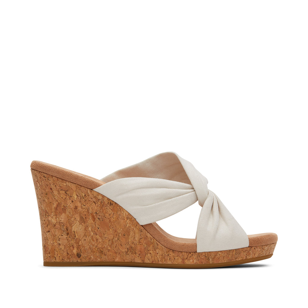 Serena White Cork Wedge Sandal Side View