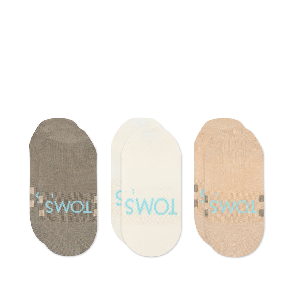 Classic No Show Socks Mixed Neutral 3 Pack Back View