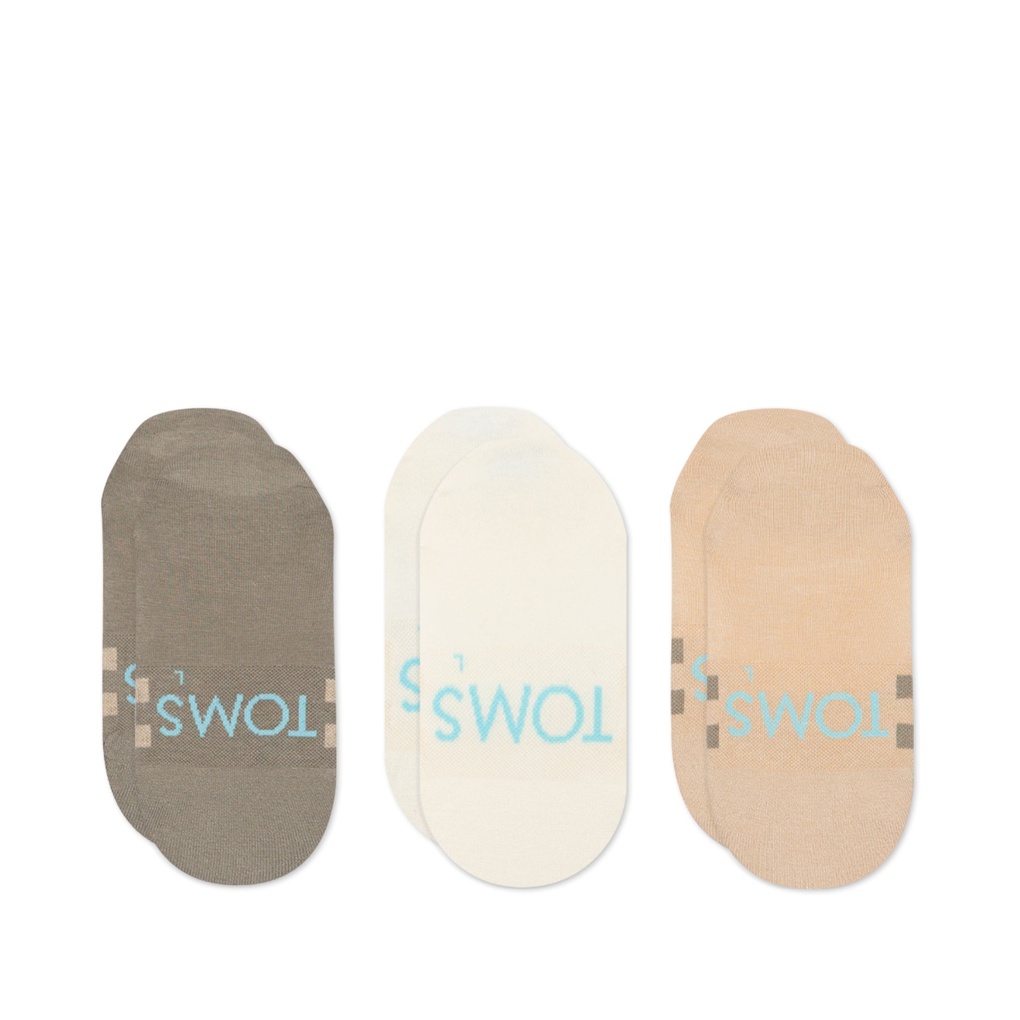 Classic No Show Socks Mixed Neutral 3 Pack Back View
