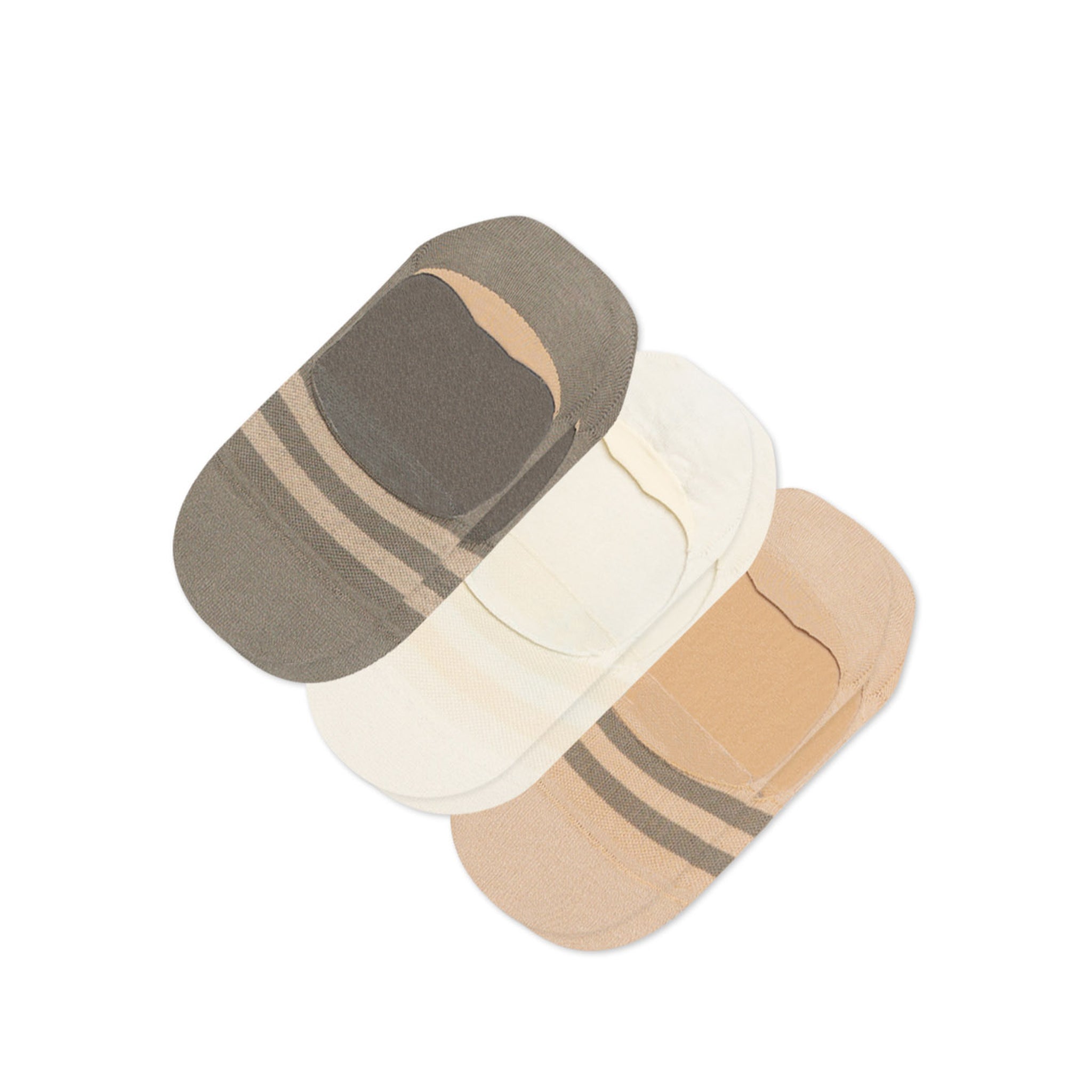 Classic No Show Socks Mixed Neutral 3 Pack Front View