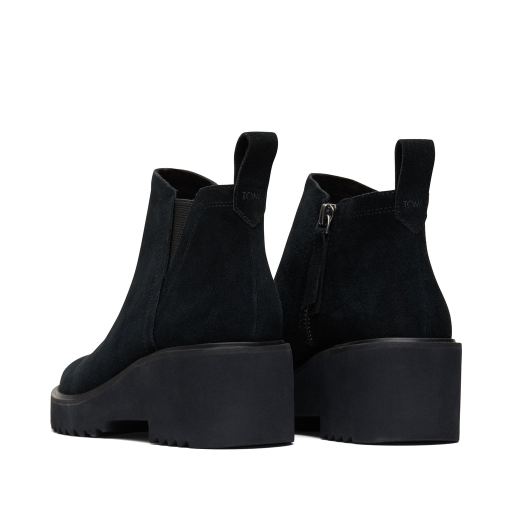 Maude Black Suede Wedge Boot Back View