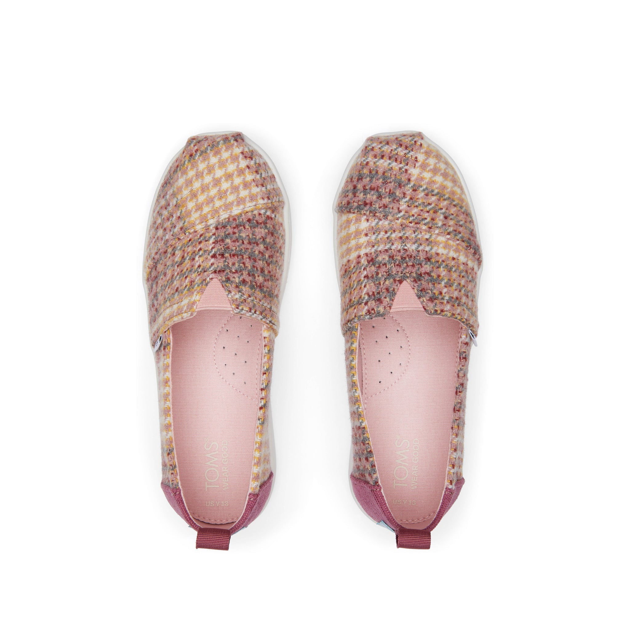 Youth Alpargata Plaid Tweed Kids Shoe Top View