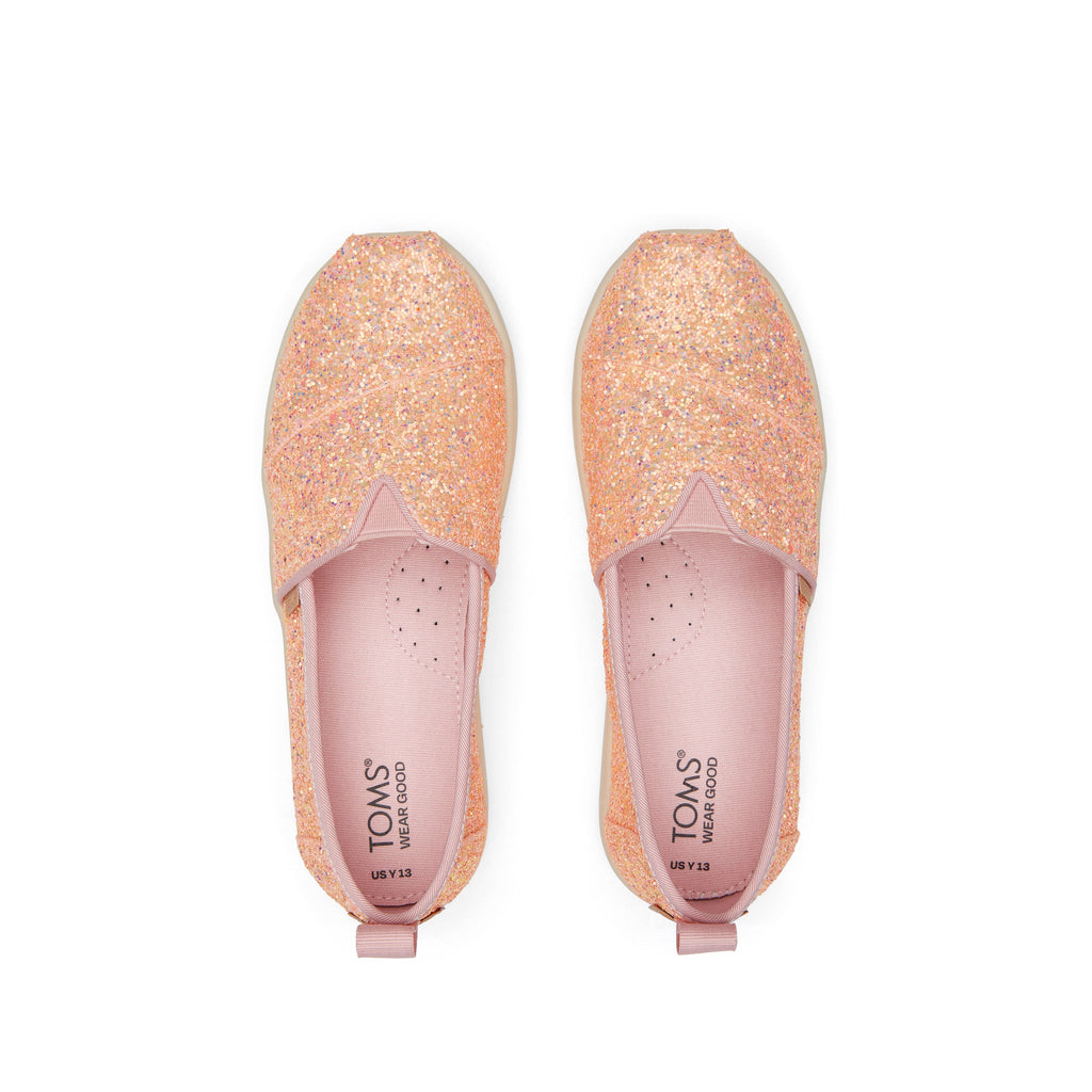 Youth Alpargata Pink Glitter Kids Shoe Top View