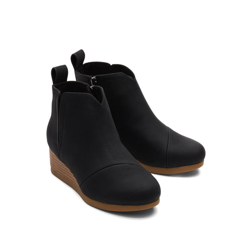 Youth Clare Black Wedge Kids Boot Front View