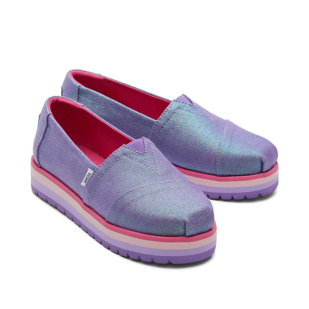 Youth Alp Platform Purple Glimmer Kids Shoe Front View