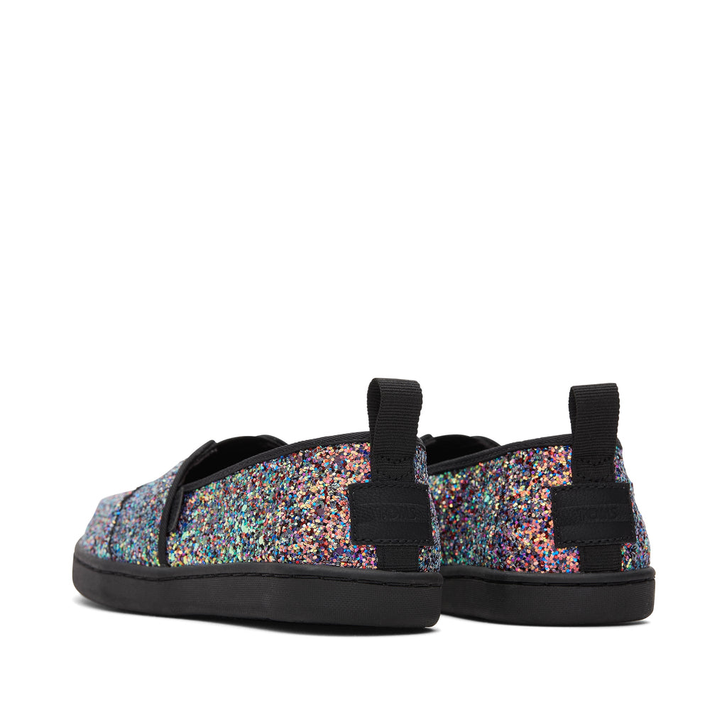 Youth Alpargata Black Glitter Kids Shoe Back View