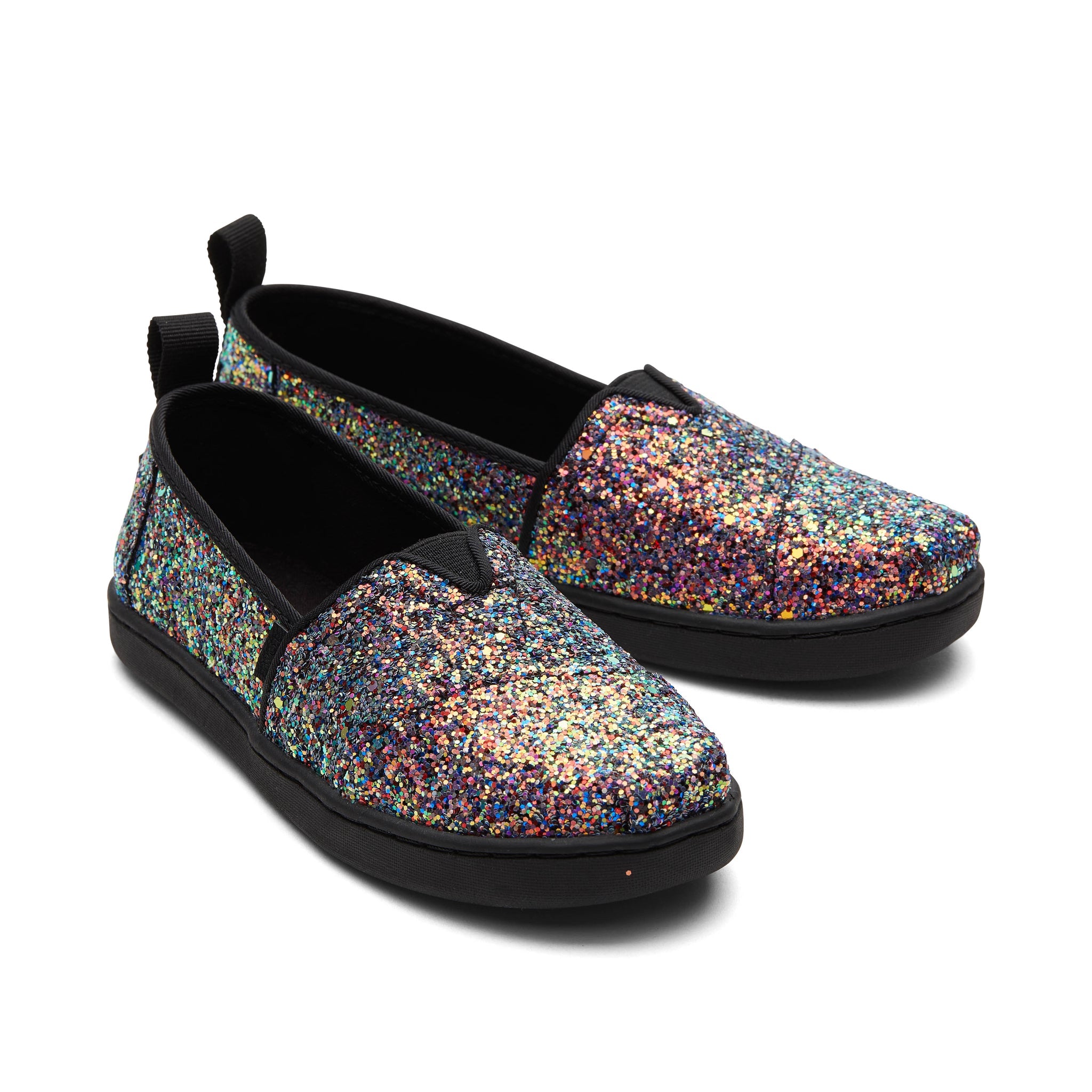 Youth Alpargata Black Glitter Kids Shoe Front View
