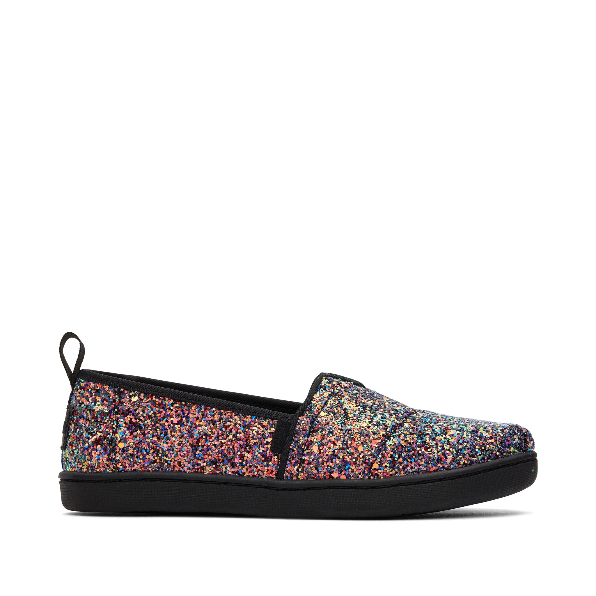 Youth Alpargata Black Glitter Kids Shoe Side View
