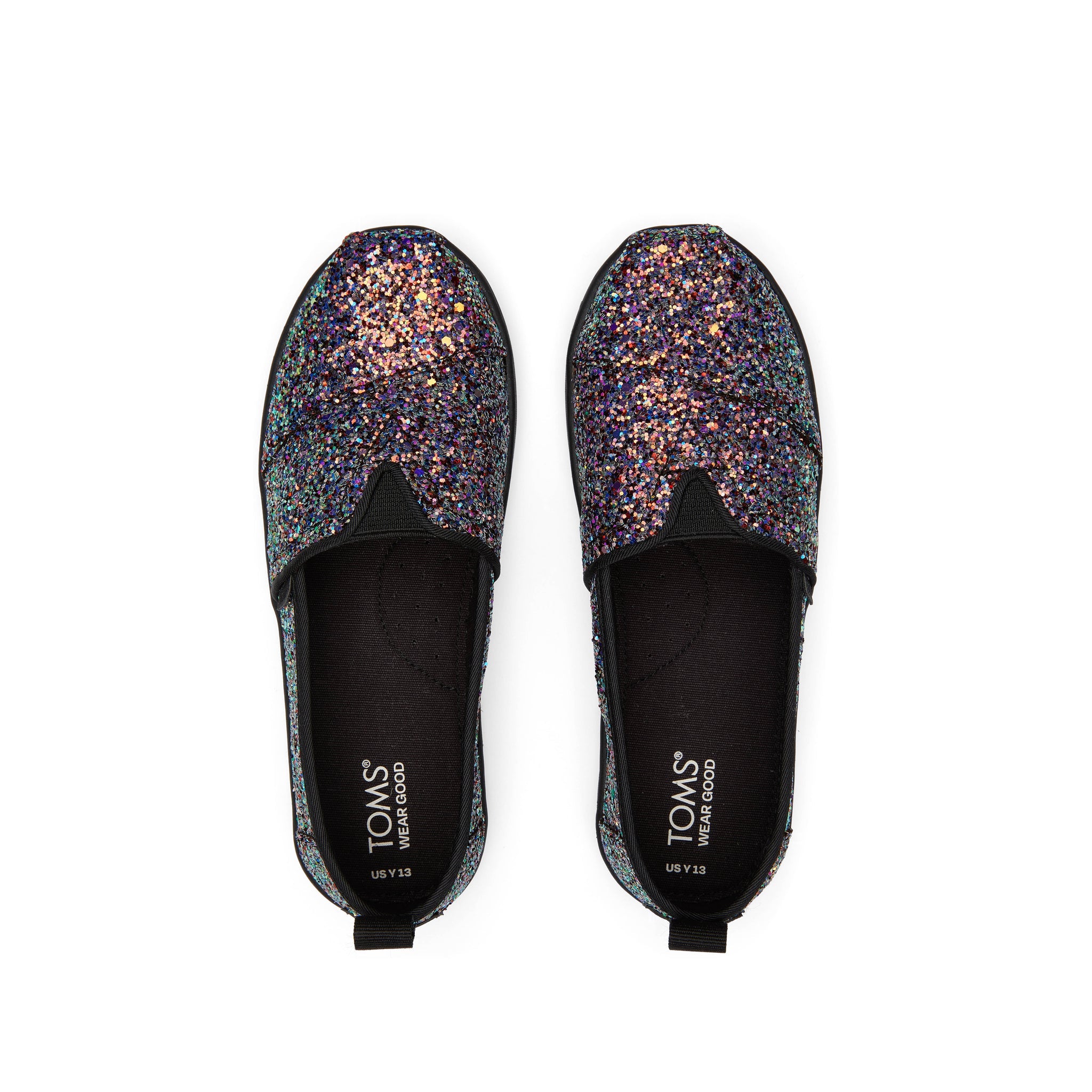 Youth Alpargata Black Glitter Kids Shoe Top View