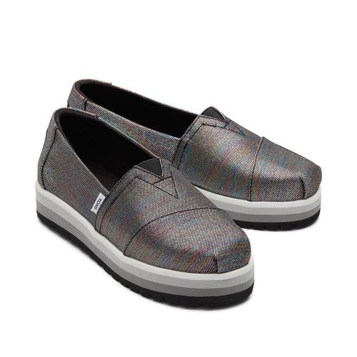 Youth Alp Platform Black Glimmer Kids Shoe Front View