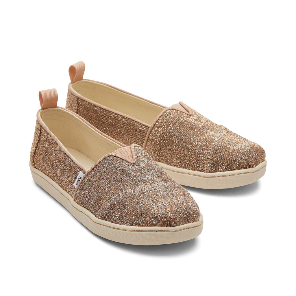 Youth Alpargata Gold Sparkle Knit Kids Shoe Front View