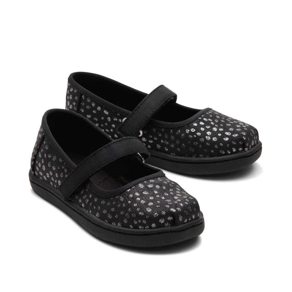 Mary Jane Black Foil Toddler Shoe Front View