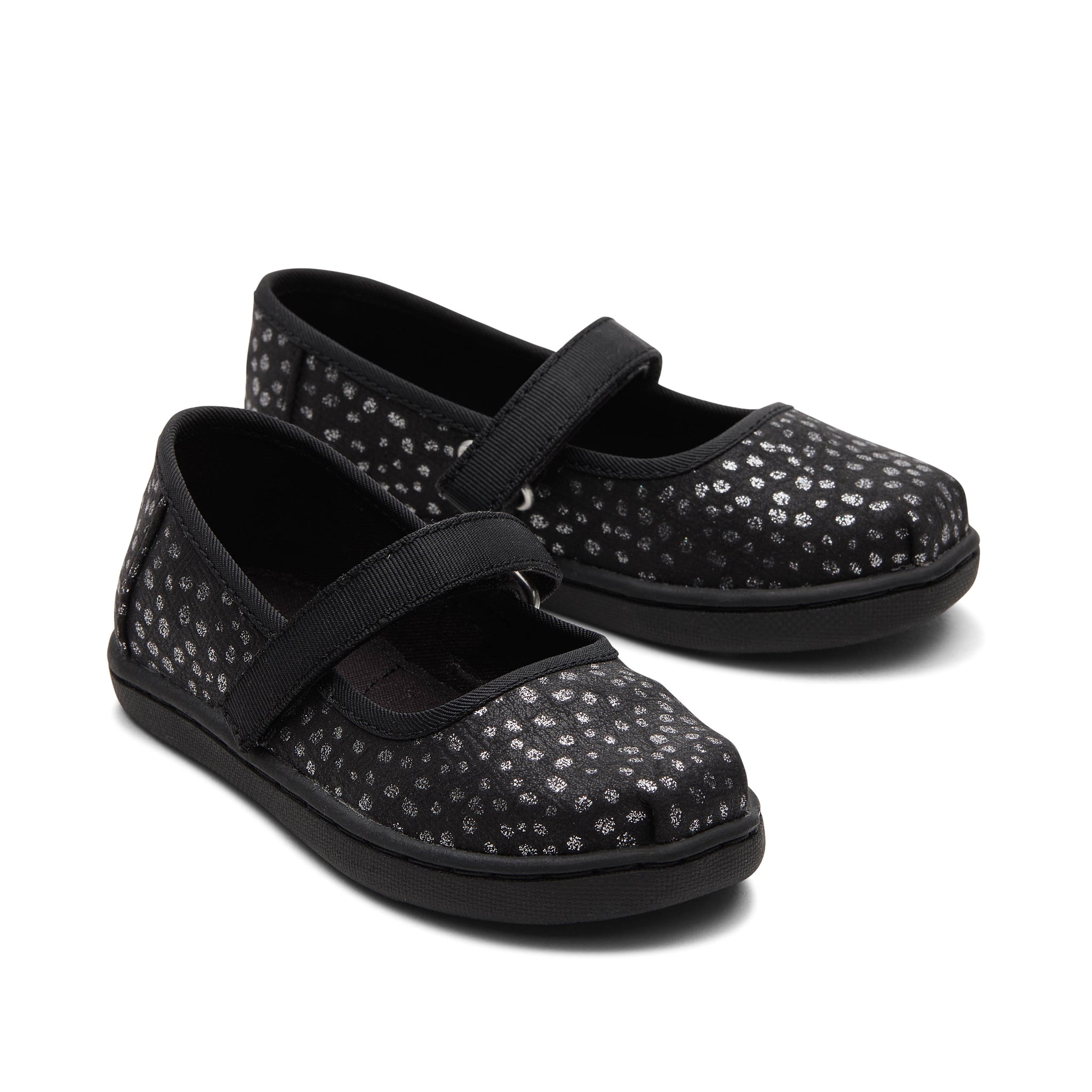 Mary Jane Black Foil Toddler Shoe Front View