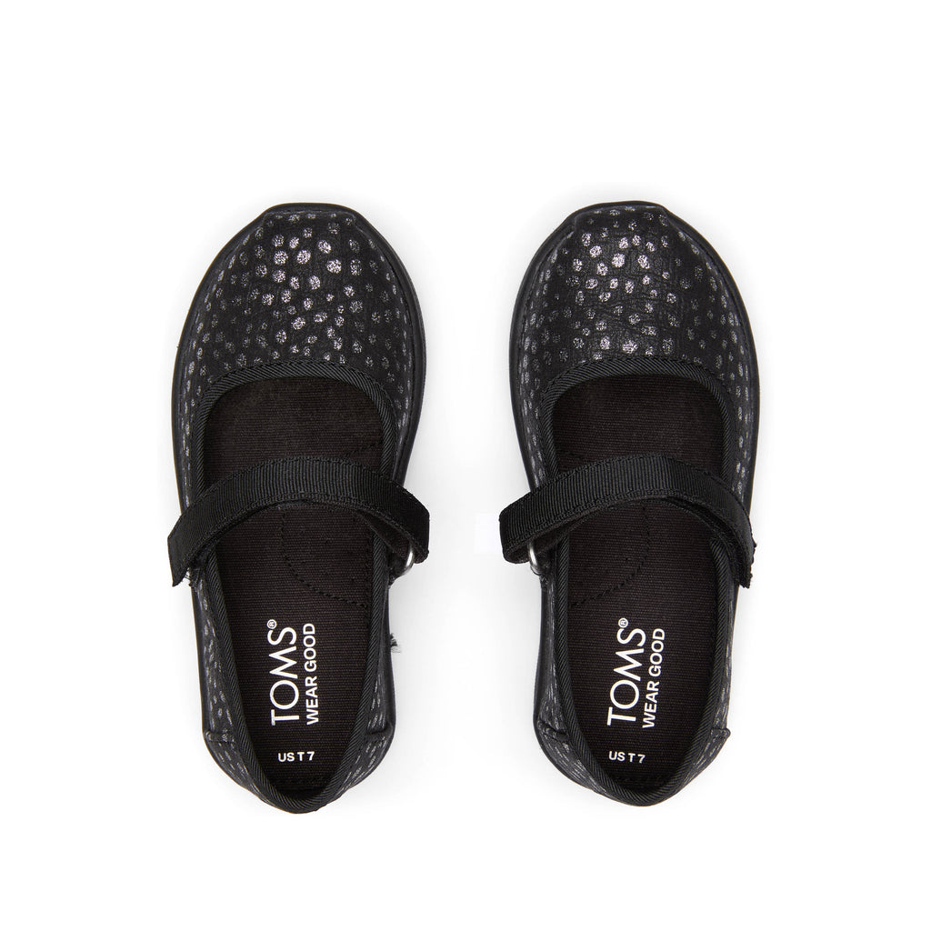 Mary Jane Black Foil Toddler Shoe Top View